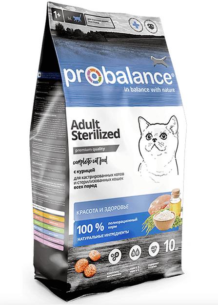 Сухой корм для стерилизованных и кастрированных кошек Probalance Sterilized с курицей 10 кг, опт фото 1