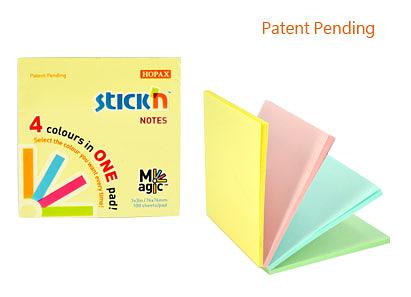 Блок самоклеящийся бумажный Stick`n Magic 21574 76x76мм 100лист. 70г/м2 пастель 4цв.в упак. фото 1