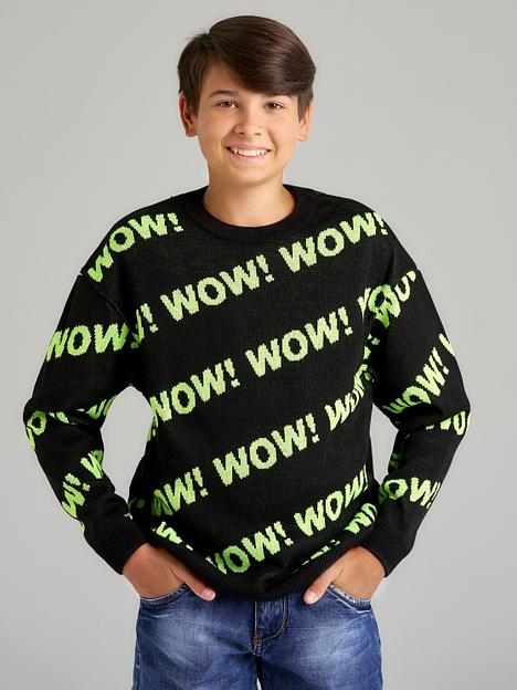 Джемпер «Вау» чёрный, для мальчиков ОПТ фото 4