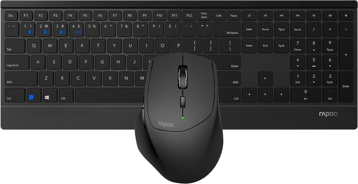 Клавиатура + мышь Rapoo 9500M клав:черный мышь:черный USB беспроводная Bluetooth/Радио slim (18892) фото 2