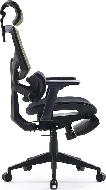 Кресло Cactus CS-CHR-MC01-LGNBK салатовый сиденье черный сетка/ткань с подголов. крестов. пластик подст.для ног фото 3