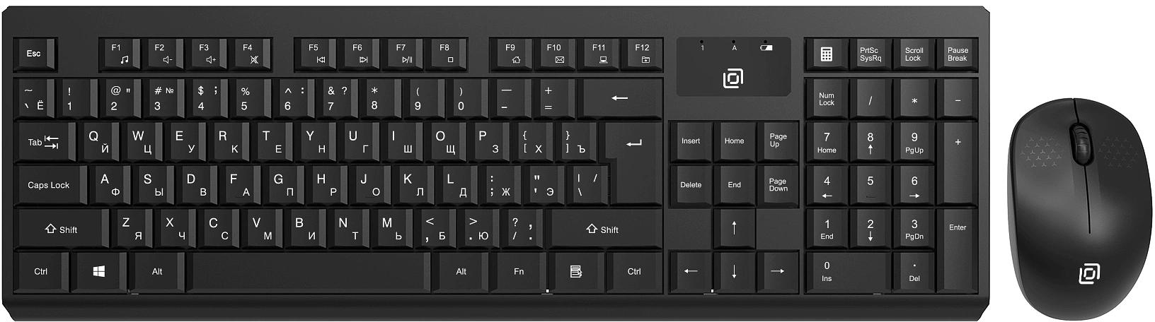 Клавиатура + мышь Оклик S269W клав:черный мышь:черный USB беспроводная slim Multimedia (2070303) фото 1