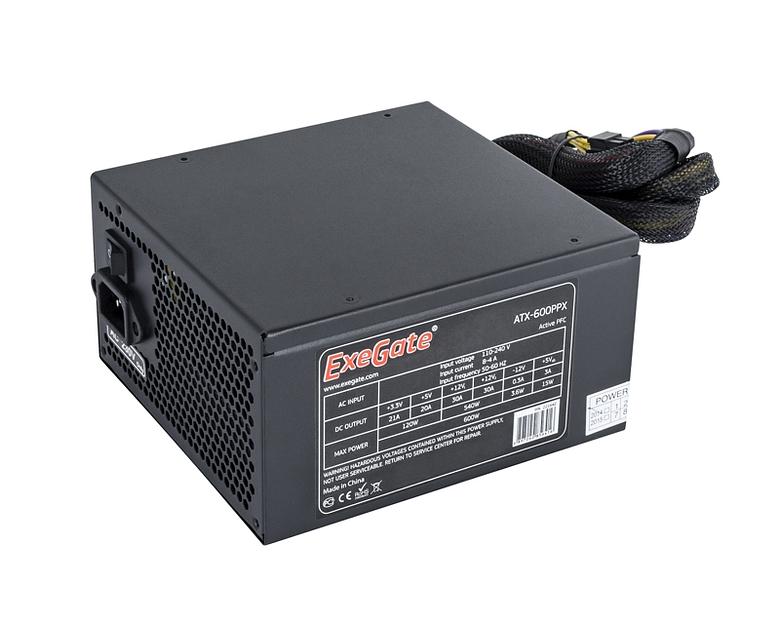 Exegate EX221642RUS Блок питания 600W ATX-600PPX RTL, black, active PFC, 13,5cm, 20+4pin/4+4pin/PCI-E/4IDE/5SATA фото 1