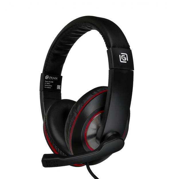 Наушники с микрофоном Оклик HS-L390G DRAGON черный/красный 1.8м мониторные оголовье (JD-728S) фото 1