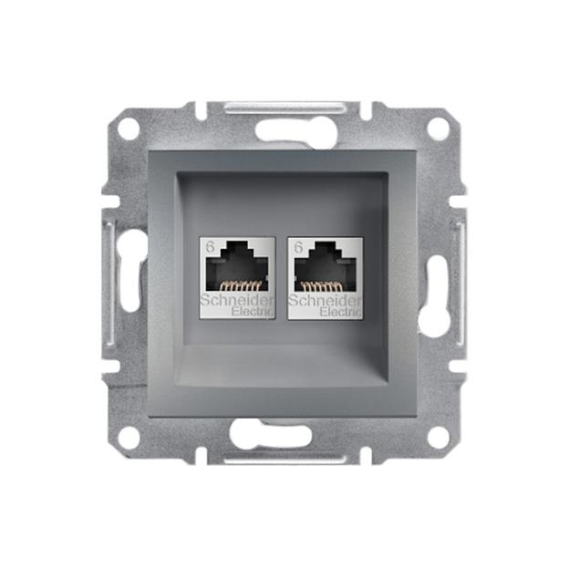 Розетка компьютерная двойная SE EPH4800162 Asfora RJ45 кат.6e механизм сталь EPH4800162 фото 1