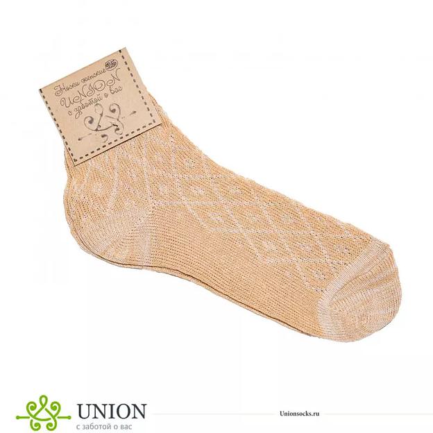 Носки Женские 10 пар нежное кружево «Бежевый» ОПТ фото 5