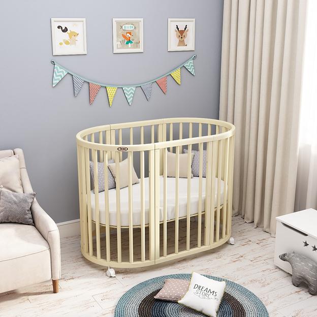 Круглая кровать-трансформер 8 в 1 Dreams, стандарт слоновая кость опт фото 2