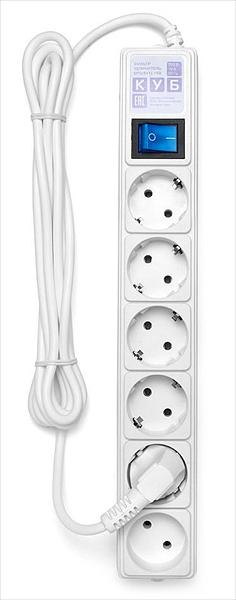 Фильтр-удлинитель Power Cube 3 м 6 розеток (белый) 16А/3,5кВт 3х1,0мм2 (SPG(5+1)-16B-3М) фото 1