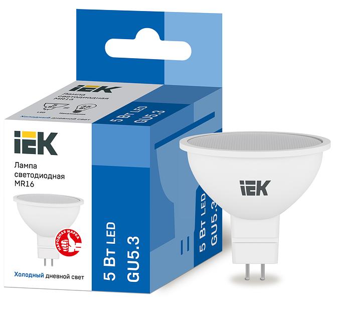 Iek LLE-MR16-5-230-65-GU5 Лампа светодиодная ECO MR16 софит 5Вт 230В 6500К GU5.3 IEK фото 1