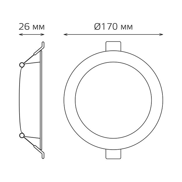 Светильник светодиодный ДВО 18 Вт 4000К 1600 лм 170-260В IP20 D170х26мм монт d140мм Пластик Elementary Gauss фото 8