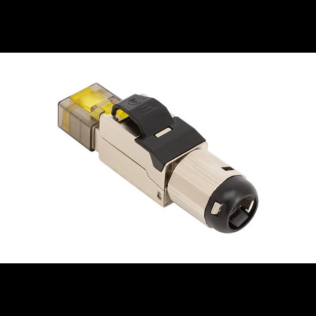 Коннектор SNR RJ45/8P8C под витую пару, Кат.8 (Класс I), 2000МГц, покрытие 50мкд, T568B, самозажимной, полный экран, металлик фото 1