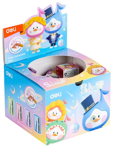Точилка для карандашей ручная Deli EH552 Little Singer 1 отверстие пластик ассорти коробка фото 6