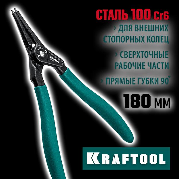 KRAFTOOL 180 мм, прямые губки, внешний, съемник стопорных колец (22812-3) фото 2