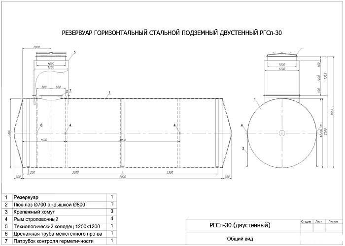Резервуар горизонтальный стальной подземный РГСп-30 фото 3