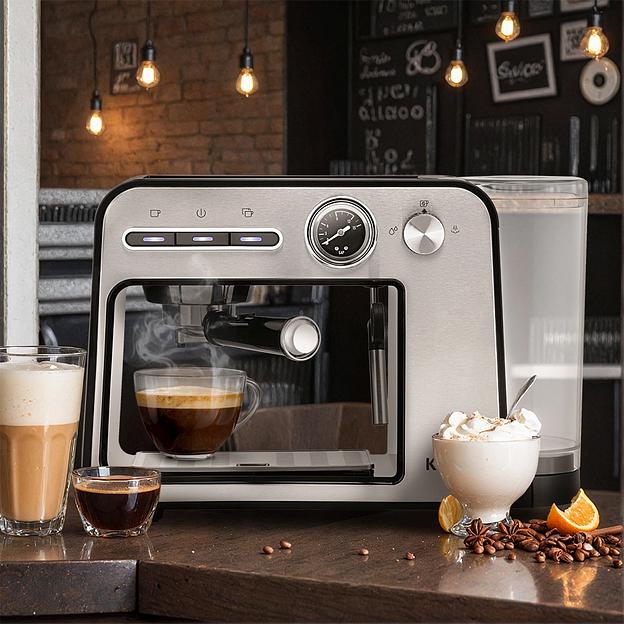 Кофеварка рожковая Kitfort КТ-7515 1450Вт серебристый фото 7