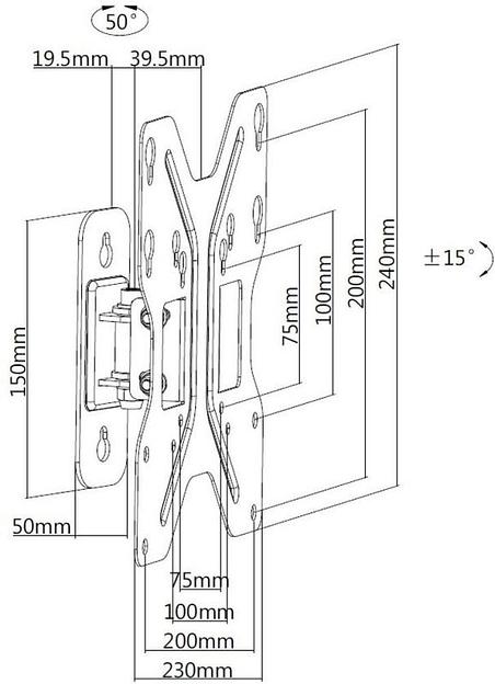 Кронштейн для телевизора Ultramounts UM 863 черный 23"-42" макс.30кг настенный наклон фото 2