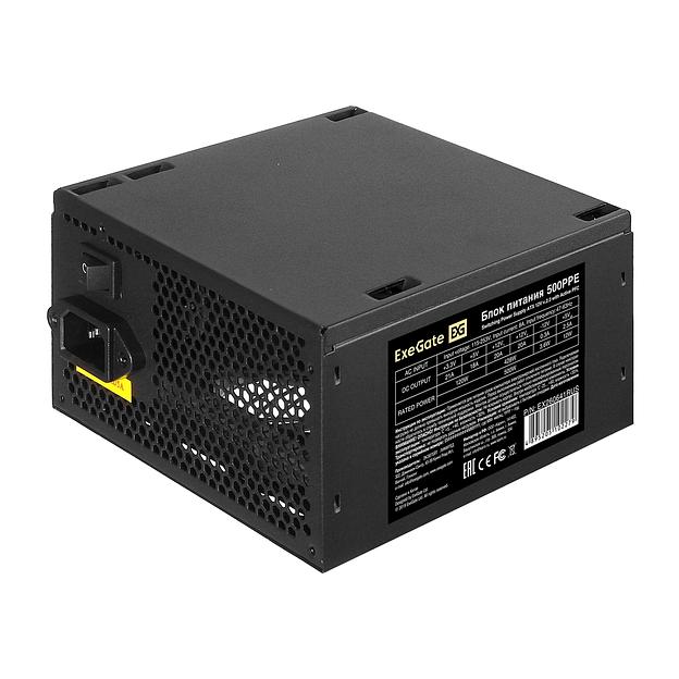 Exegate EX260641RUS Блок питания 500W Exegate 500PPE, ATX, black, APFC, 12cm, 24p+(4+4)p PCI-E, 3*IDE, 5*SATA, FDD фото 2
