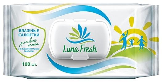 Салфетки влажные Luna Fresh «Для всей семьи» с антибактериальным эффектом 100 шт ОПТ фото 1
