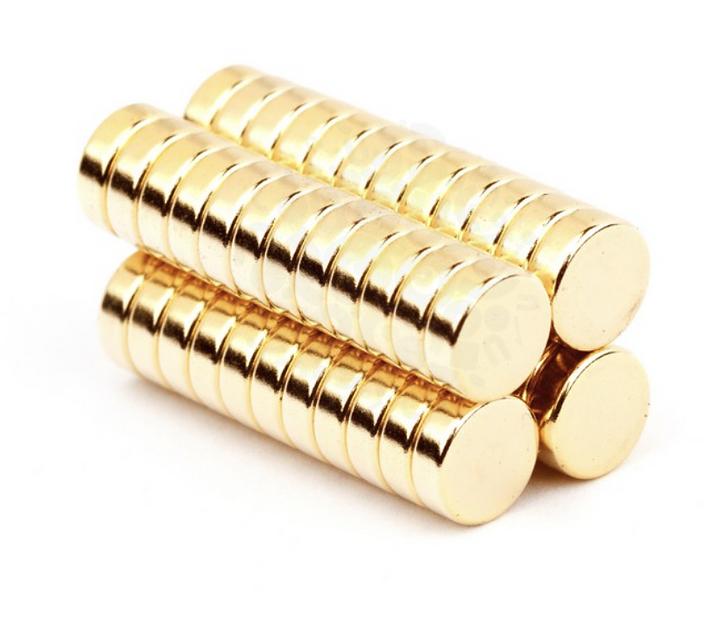 Неодимовый магнит диск 6х2 мм, золотой, опт фото 1