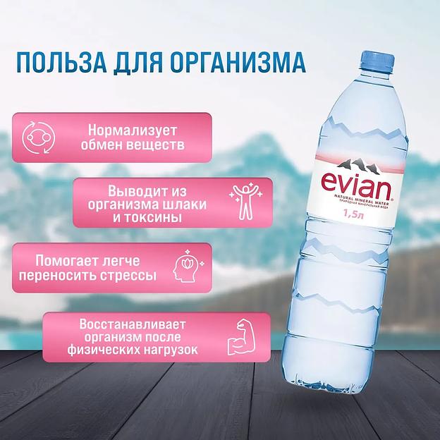 Вода минеральная негазированная Evian 1500 мл, 12 шт ОПТ фото 2