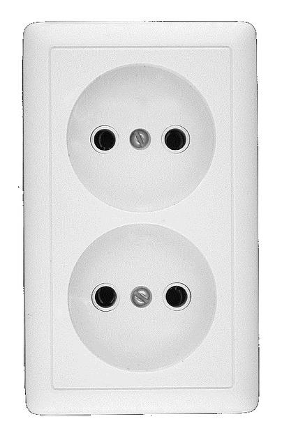 Systeme electric RA16-237-B ХИТ О/У РОЗЕТКА двойная без заземления без шторок 16А, 250В, БЕЛЫЙ. Россия фото 1