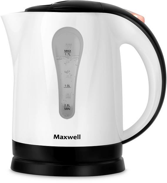 Чайник электрический Maxwell MW-1079 1.7л. 2200Вт белый/черный корпус: пластик фото 1