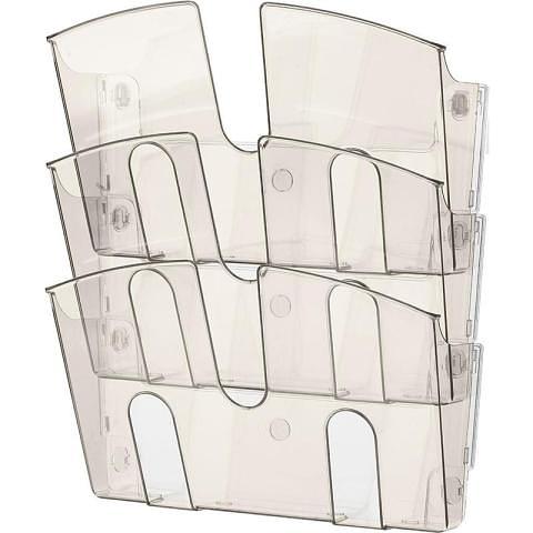 Лоток для документов настенный, 3 отделения, 430x310x32мм, дымчатый, Attache фото 1