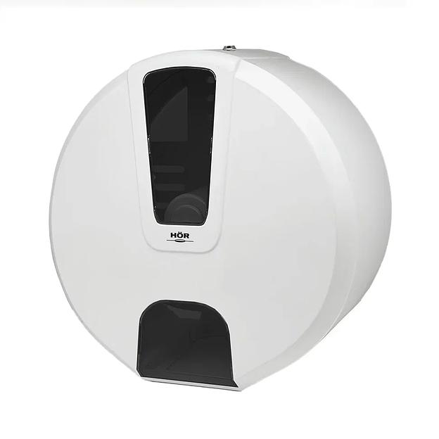 Диспенсер туалетной бумаги N1 «Бизнес» корпус белый, стекло прозрачное черное HOR-21113303 опт фото 1