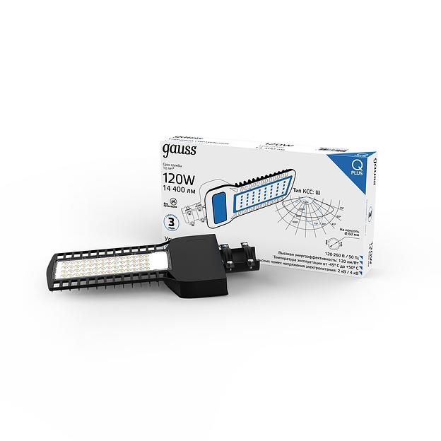 Светильник светодиодный уличный консольный LED ДКУ 120 Вт 14400 Лм 5000К IP65 120-260 В КСС Ш 535х260х64 мм Qplus Gauss Gauss 629535320 фото 3