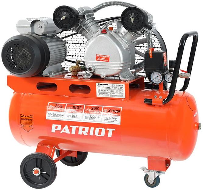 Компрессор поршневой Patriot PTR 50-450A масляный 450л/мин 50л 2200Вт оранжевый/черный фото 1