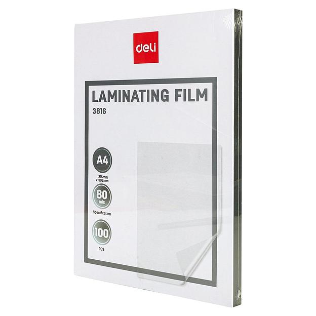 Пленка для ламинирования Deli 80мкм A4 (100шт) глянцевая 216x303мм E3816 фото 3