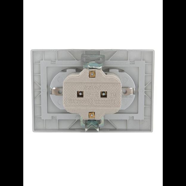 Розетка 2-м СП Mira 16А IP20 с заземл. со вставкой керамика сер. метал. LEZARD 701-1010-127 фото 4