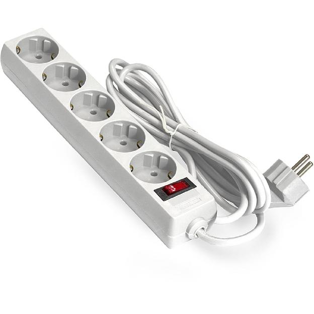 Exegate EX279361RUS Удлинитель ExeGate EC-5-1.8W (5 розеток, 1.8м, евровилка, белый) фото 1