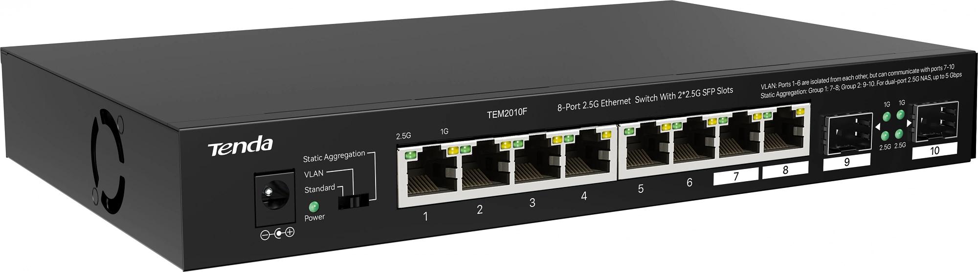 Коммутатор Tenda TEM2010F 8-портовый Ethernet 2,5G фото 3