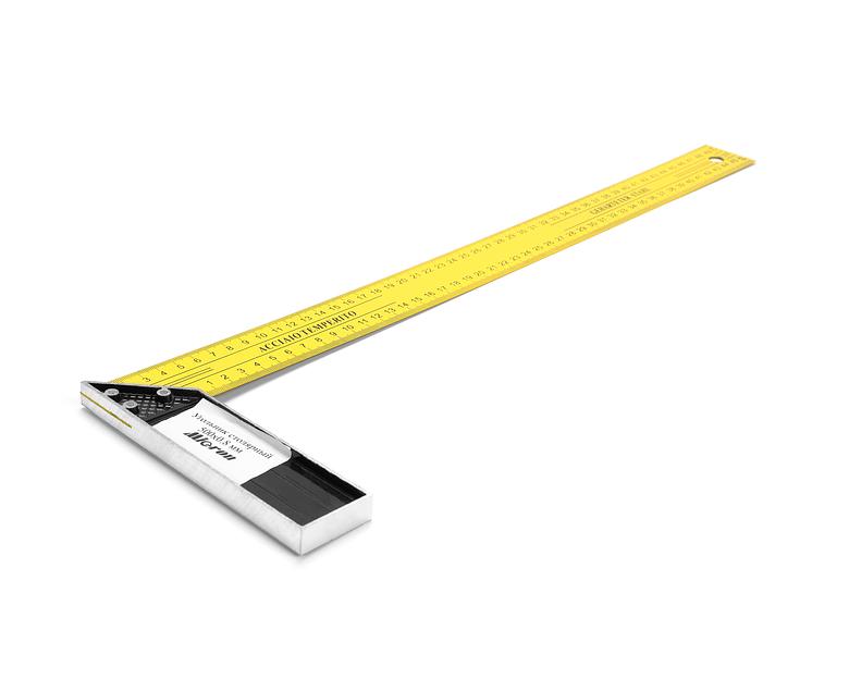 Угольник столярный 500х0,8 мм, алюминиевое основание с поверкой фото 3