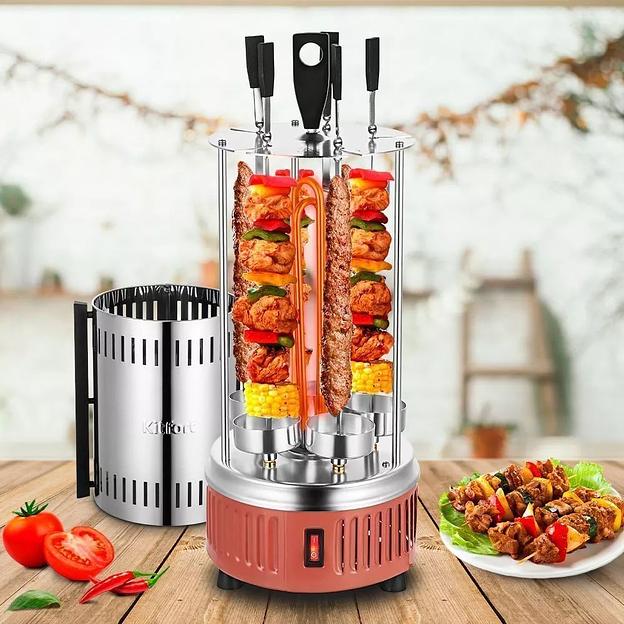 Шашлычница электрическая Kitfort КТ-1407 900Вт нержавеющая сталь/оранжевый фото 6
