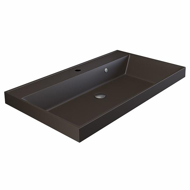 Раковина кварцевая для ванной комнаты Uperwood Classic Quartz 80 см, коричневая матовая, трюфель фото 6