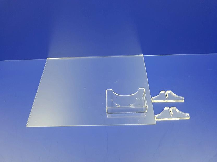 Прозрачная акриловая подставка под меню ф-а4, горизонтальная с визитницей. фото 2