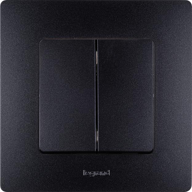 Выключатель двухклавишный, автоматические клеммы, Etika, 10AX, 250В~, антрацит Legrand 672602 фото 5