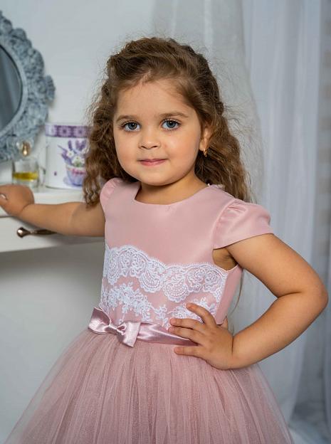 Платье для девочки Энди нарядное, пудра, 22-208_2, опт фото 2