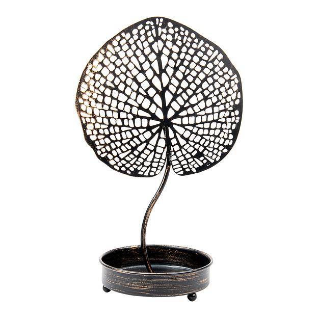 Металлический подсвечник Лист, Д210 Ш150 В350, черный фото 1