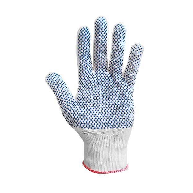 Рабочие х/б перчатки тонкие с ПВХ «микроточка» 13 класс вязки (70% хлопок, 30% полиэфир) белый, арт.13ХТ фото 3