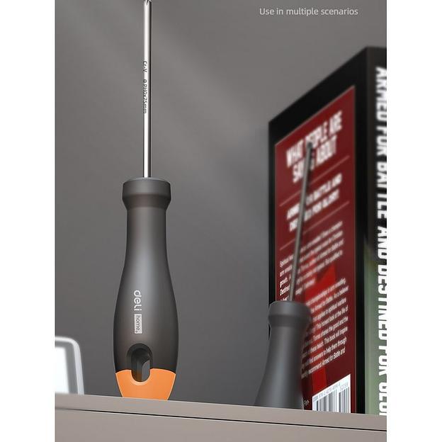 Крестовая отвертка "Home Series Gray" Deli HT1203C PH0x75мм Эксклюзивный дизайн, рукоятка из высококачественного софттач пластика фото 6