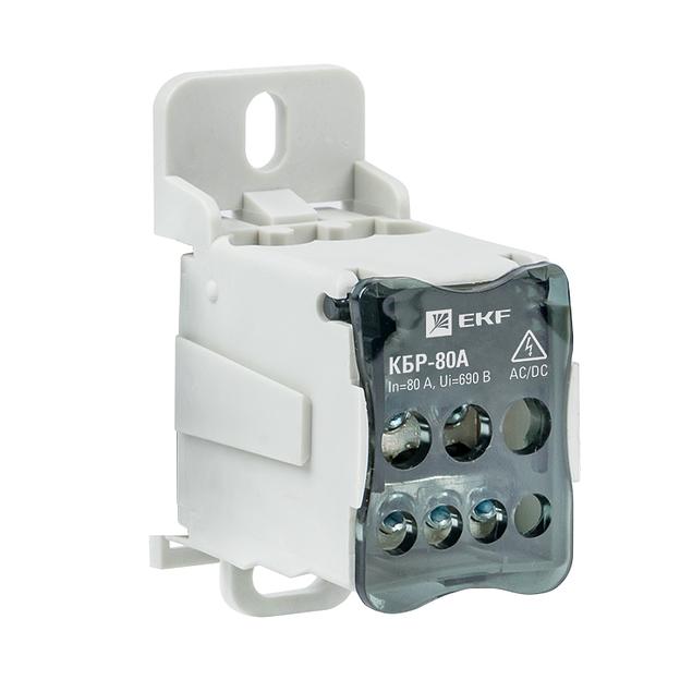 EKF plc-kbr80 Блок распределительный КБР на DIN-рейку и монтажную панель 80A EKF PROxima фото 1