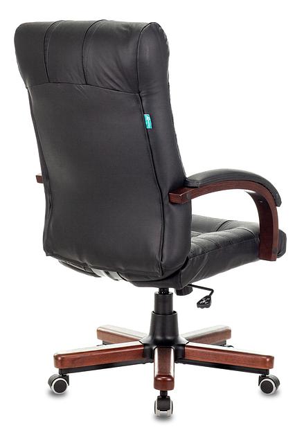 Кресло руководителя Бюрократ KB-10WALNUT черный кожа крестовина металл/дерево фото 4