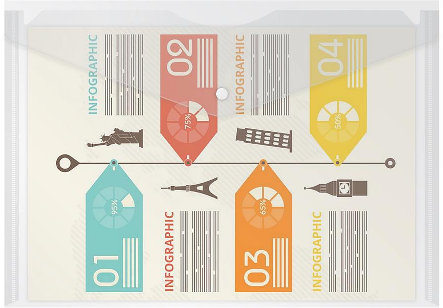 Конверт на кнопке Silwerhof Eco SE-PK120/CLEAR A4 пластик 0.12мм прозрачный фото 2