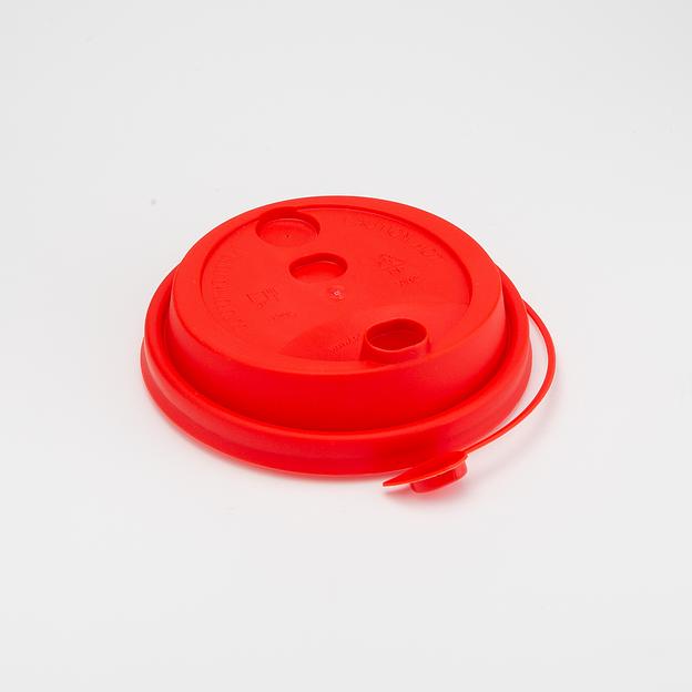 Крышка к стаканам 250мл красная d80мм с закрывающимся отверстием "ЧД" - 50 шт фото 1