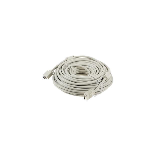 Кабель VGA DB15 (m) - DB15 (m), ферритовый фильтр, 30м, белый [cable30] фото 1