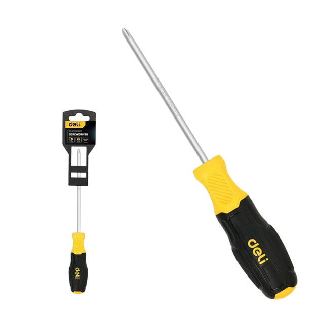 Отвертка Torx Deli DL6310020T T20x100мм сталь Cr-V, двухкомпонентная прорезиненная рукоять фото 1