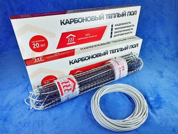 Одножильный углеволоконный карбоновый электрический теплый пол - нагревательный мат 0,5мх3,7м (1,7м2) фото 2